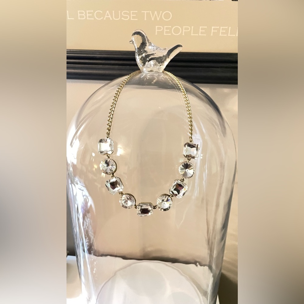 Large Square and Round Rhinestone Necklace